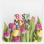 Beste Moeder ooit moderne Schattigee bloemen en ha Vierkante Sticker (Voorkant)