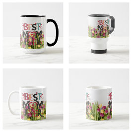 Beste Moeder Ooit Moderne Trendy Tulpen Bloemen Koffiemok