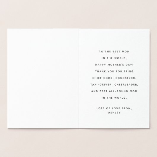 Beste Moeder ooit Moderne Typografie | MOEDERDAG Folie Kaarten (Binnen)