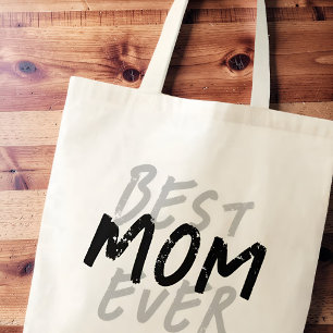 Beste moeder ooit moderne zwarte en grijze grunge tote bag