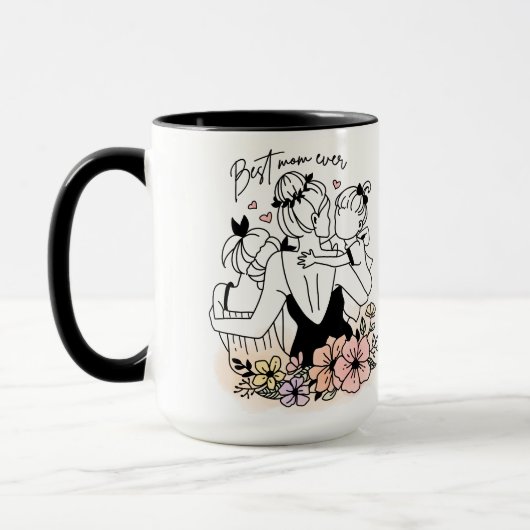 Beste moeder ooit moeder, aangepaste kinderen en b mok (Links)