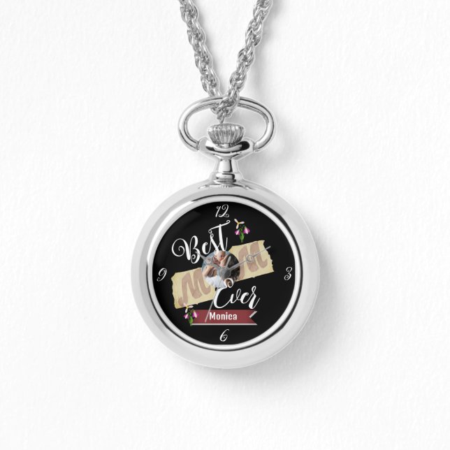 beste moeder ooit , moeder en baby één fotofamilie horloge (Voorkant)