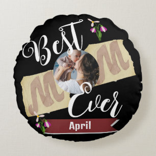 beste moeder ooit , moeder en baby één fotofamilie rond kussen