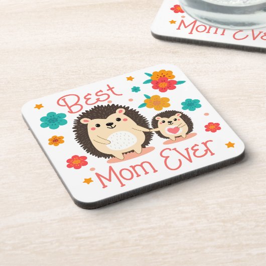 Beste moeder ooit moeder en Baby egel Bier Onderzetter (Linkerzijde)