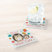 Beste moeder ooit moeder en Baby egel Glazen Onderzetter (Schuin)