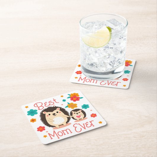 Beste moeder ooit moeder en Baby egel Kartonnen Onderzetters (Insitu)