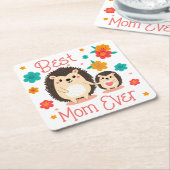 Beste moeder ooit moeder en Baby egel Kartonnen Onderzetters (Schuin)