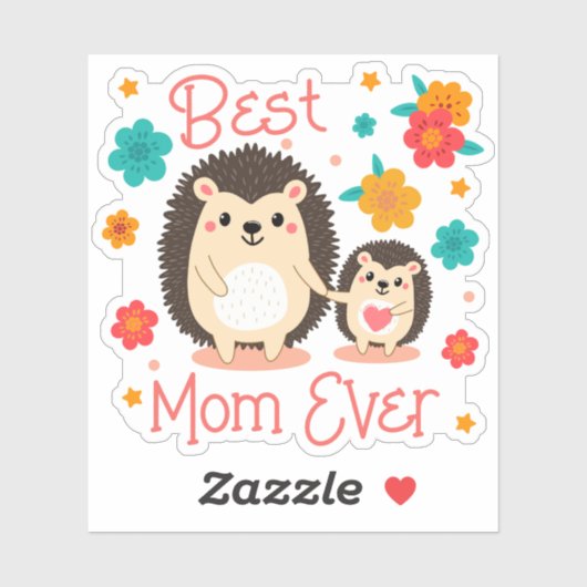 Beste moeder ooit moeder en Baby egel Sticker (Vel)