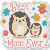 Beste moeder ooit moeder en Baby egel Sticker (Voorkant)