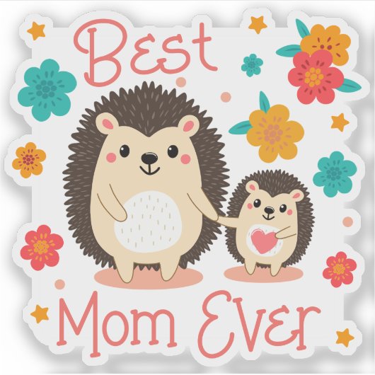 Beste moeder ooit moeder en Baby egel Sticker (Voorkant)