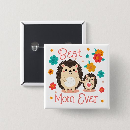 Beste moeder ooit moeder en Baby egel Vierkante Button 5,1 Cm (Voorkant /achterkant)