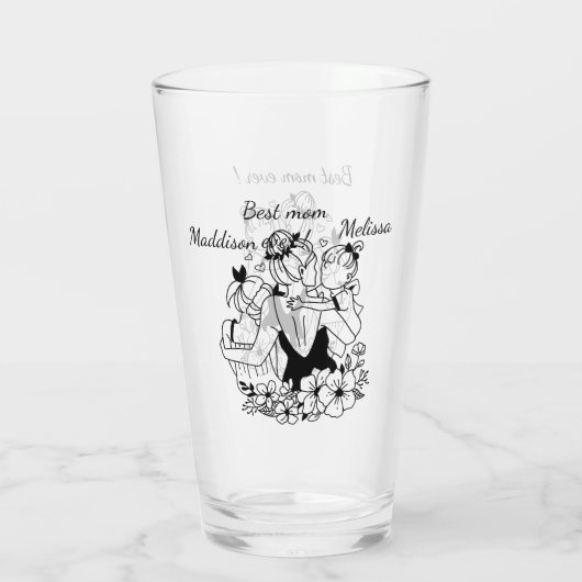 Beste moeder ooit Moeder en dochters Line Art Glas (Achterkant)