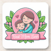 Beste moeder ooit, moeder en kind, Custom Bier Onderzetter (Voorkant)