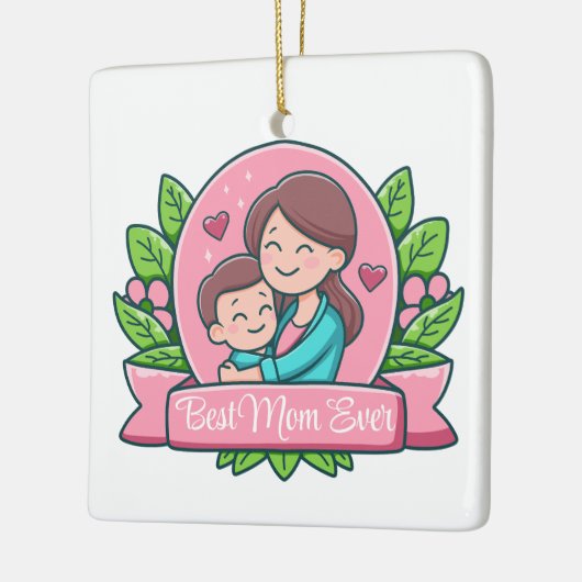 Beste moeder ooit, moeder en kind, Custom Keramisch Ornament (Links)