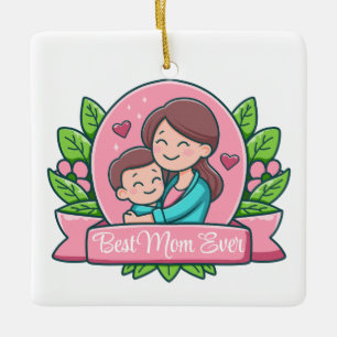 Beste moeder ooit, moeder en kind, Custom Keramisch Ornament