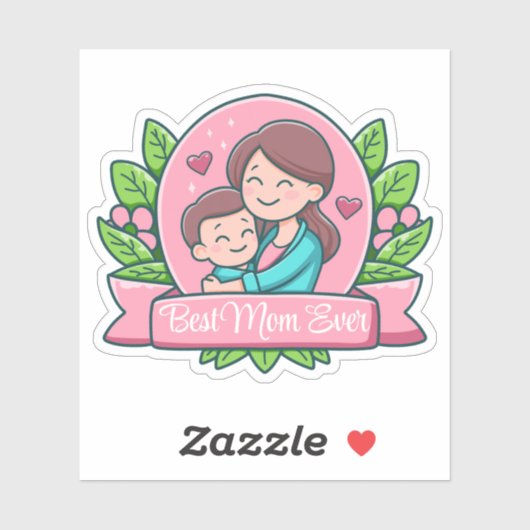 Beste moeder ooit, moeder en kind, Custom Sticker (Vel)