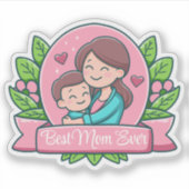 Beste moeder ooit, moeder en kind, Custom Sticker (Voorkant)