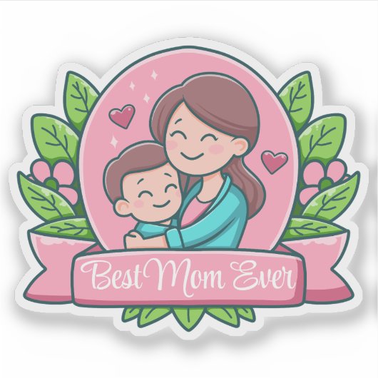 Beste moeder ooit, moeder en kind, Custom Sticker (Voorkant)
