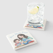 Beste moeder ooit moeder en kind eten voorbereidin stenen onderzetter