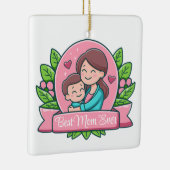 Beste moeder ooit, Moeder en kind, Op maat gemaakt Keramisch Ornament (Rechts)
