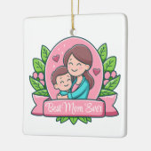 Beste moeder ooit, Moeder en kind, Op maat gemaakt Keramisch Ornament (Links)