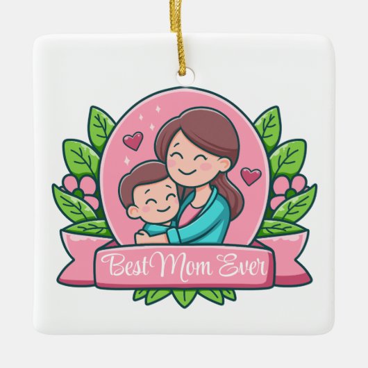 Beste moeder ooit, Moeder en kind, Op maat gemaakt Keramisch Ornament (Voorkant)