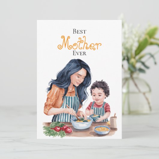 Beste moeder ooit moeder en kind Waterverf kunst Kaart (Staand voorkant)