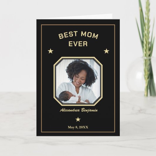 Beste moeder ooit moeder familie foto goud zwart kaart (Voorkant)