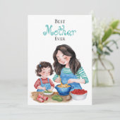 Beste moeder ooit moeder kind binding kunst ontwer kaart (Staand voorkant)