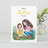 Beste Moeder Ooit Moeder Kind in de Tuin Kunst Ont Kaart (Staand voorkant)