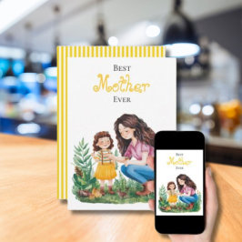 Beste Moeder Ooit Moeder Kind in Tuin Kunst Ontwer Kaart