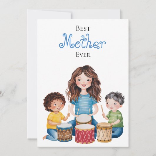 Beste moeder ooit Moeder Kind Muziek Kunst Ontwerp Kaart (Voorkant)