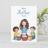 Beste moeder ooit Moeder Kind Muziek Kunst Ontwerp Kaart (Staand voorkant)