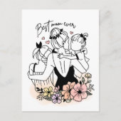 Beste Moeder ooit moeder, kinderen / bloemen brief Briefkaart (Voorkant)