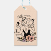 Beste moeder ooit moeder, kinderen en bloemen op m cadeaulabel (Voorkant)