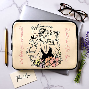 Beste moeder ooit moeder, kinderen en bloemen op m laptop sleeve