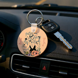 Beste moeder ooit moeder, kinderen en bloemen op m sleutelhanger