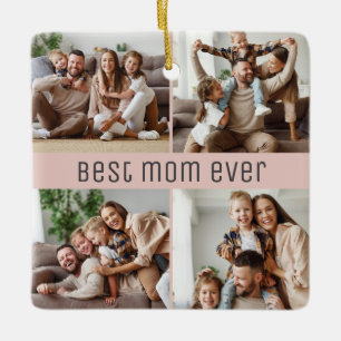 Beste Moeder Ooit Moederdag 5 foto's Blush Roze Keramisch Ornament