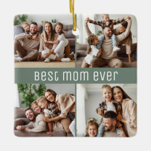 Beste Moeder Ooit Moederdag 5 Foto's Saliegroen Keramisch Ornament