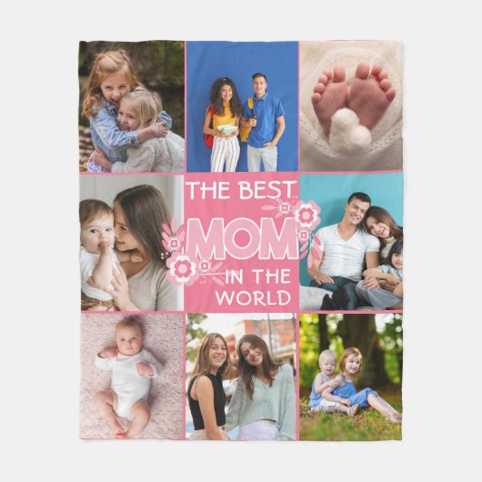 Beste moeder ooit | Moederdag 8 foto collage Fleece Deken (Voorkant)