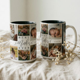 Beste moeder ooit | Moederdag 8 Foto-collage Tweekleurige Koffiemok