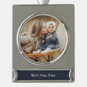 Beste moeder ooit Moederdag aangepaste foto Verzilverd Banner Ornament (Voorkant)