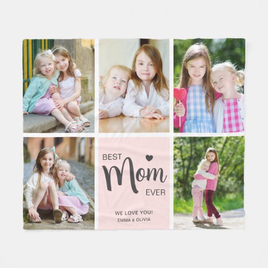 Beste moeder ooit Moederdag Blush Pink Fotocollage Fleece Deken (Voorkant (Horizontaal))