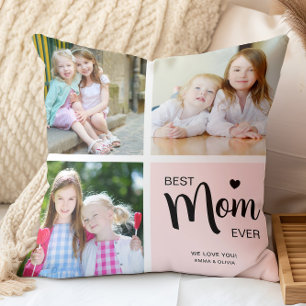 Beste moeder ooit Moederdag Blush Pink Fotocollage Kussen
