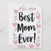 Beste moeder ooit, moederdag cadeaubon kaart (Achterkant)