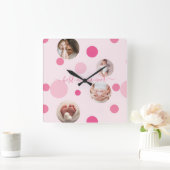 Beste Moeder ooit Moederdag Foto Roze polka stippe Vierkante Klok (Huis)