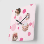 Beste Moeder ooit Moederdag Foto Roze polka stippe Vierkante Klok (Hoek)