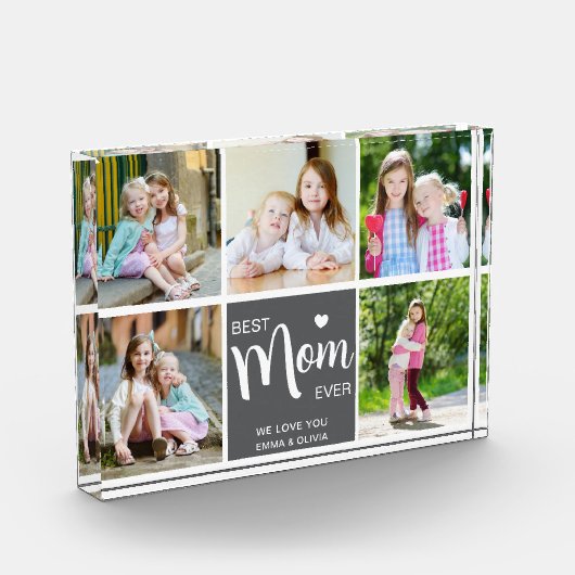 Beste moeder ooit Moederdag grijs fotoblok (Links)