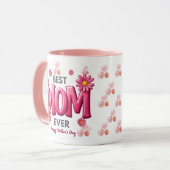 Beste moeder ooit Moederdag Mok met roze bloemen (Voorkant links)