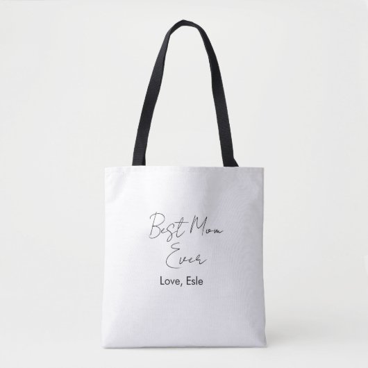 beste moeder ooit moederdag naam datum eenvoudig m tote bag (Voorkant)
